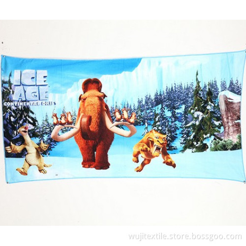 SGS Microfiber Cartoon Printing Bath Towel Beach Towel (WJ-B1013)